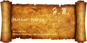 Hutter Mária névjegykártya